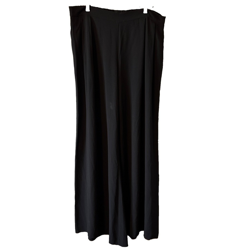 Eileen Fisher Black 100% Silk Wide Leg Pull On Dress Career Pants Size Medium